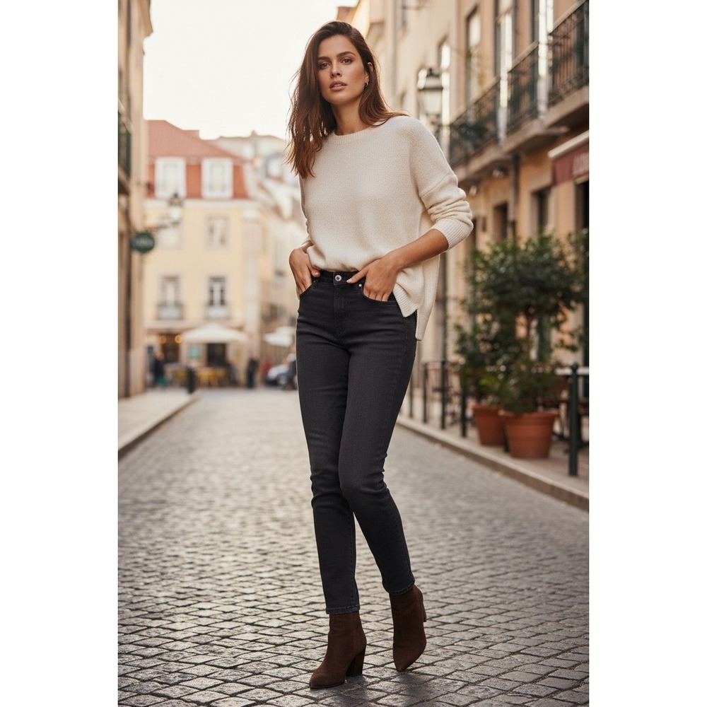 L'AGENCE Zeppelin NWOT High Rise Skinny Noir Black Jeans 27x28 USA Parisian $225